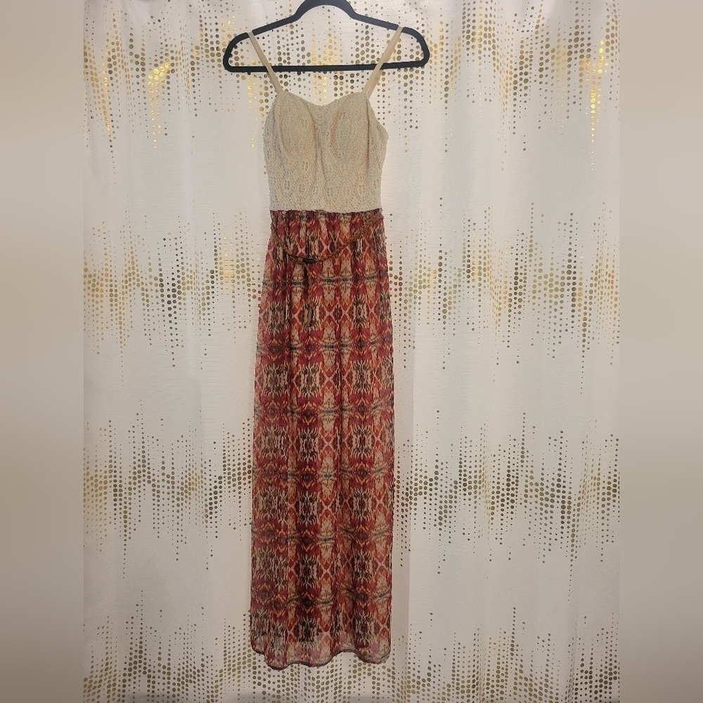 Lily Rose, Small, maxi dress? cream & red orange